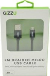 Gizzu 2m Micro USB Braided Cable in Black