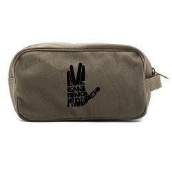 Live Long And Prosper Hand With Text Canvas Shower Kit Travel Toiletry Bag Case In Olive & Black