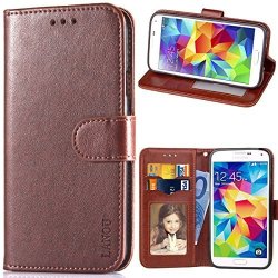 Galaxy S5 Case Lanou Leather Case Samsung Galaxy S5 Wallet Cover Protective Case For Samsung S5 - Coffee Brown