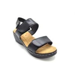 Ladies& 39 Comfortable Dual Hook & Loop Strap Sandals Black Size 4