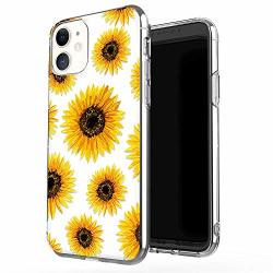 Jaholan Iphone 11 Case Clear Cute Design Flexible Bumper Tpu Soft Rubber Silicone Cover Phone Case For Iphone 11 Xi 6.1" 2019 - Girl Floral Sun Flower Gold