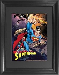 Superman Poster Framed 3D Wall Art - Dc Comics Man Of Steel Asteroid 3D Lenticular Poster Framed & Matted - 14.5X18.5" - Unbelievable 3D