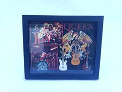 Queen Shadow Box With Miniature Guitars Freddie Mercury Brian May Roger Taylor John Deacon Queen