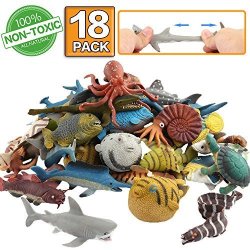 OCEAN Sea Animal 18 Pack Rubber Bath Toy Set Food Grade Material Tpr Super Stretchy Some Kinds Can