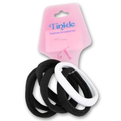 Hair Elastic Rings Fabric Medium - 6 Pack - Black And White