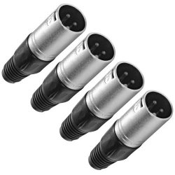 Seismic Audio - Pack Of Four 4 New 3 Pin Male Xlr Cable Connector - Microphone Plug - MIC - Build Your Own Cable
