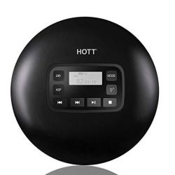 Portable Cd Player Hott CD611 Personal Compact Disc Player With Lcd Display Stereo Earbuds And USB Charging Cable Electronic Skip Protection Anti-shock Function - Black