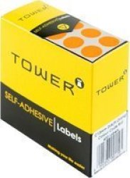 C13 Round Colour Code Labels - Fluorescent Orange 13MM 400 Pack - 1 Roll