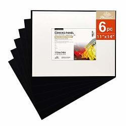 Phoenix Black Painting Canvas Panel Boards - 11X14 INCH 6 Pack - 1 8 Inch Deep Artist Canvas For Oil & Acrylic Paint Collages Advertising Poster & Decorating Projects