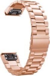 Stainless Steel Link Band For Garmin Fenix 3 5X Rose Gold