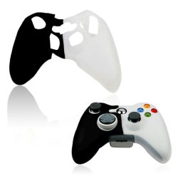 New Silicone Case Cover Skin For Microsoft Xbox 360 Controller Black-white