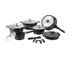 14-PIECE Marble Coating Cookware Set - Silver