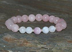7MM Kunzite 7MM Moonstone & 8MM Rose Quartz Bracelet Connecting The Heart And Mind Yoga Gift Breaking Down Emotional Barriers-opening The Heart Chakra
