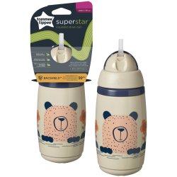 Tommee Tippee Superstar Insulated Straw Cup With Intellivale 100% Leak And Shakeproof Technology 266ML 1 Pack 12M+ Warm Grey