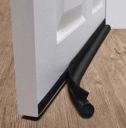 Deetoolman Door Draft Stopper 36" : One Sided Door Insulator With Hook And Loop Self Adhesive Tape Seal Fits To Bottom Of Door door Weather Stripping Black