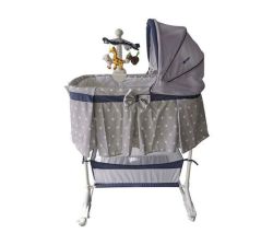 Baby Bassinet Cradle Bed Cot With Wheels Basket And Canopy - Grey