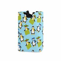 Loveful Personalized Laundry Basket Gift Penguin Large Laundry Hamper Clothes & Towels Storage Bin With Handles Great For College Dorm Laundry Room Bedroom