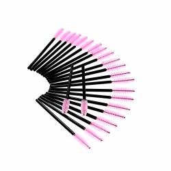 Deksias 100PCS Disposable Eyelash Mascara Brushes Wands Applicator Lash Extensions Eye Brow Brush Makeup Kits Pink