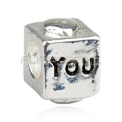 Bead Love You Cube Silver Plated Fits Most European Charm Bracelets