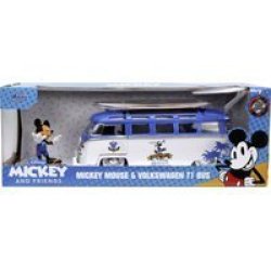 Jada Toys Jada Disney Mickey And Friends 1962 Volkswagen T1 Samba Bus With Surfboard 1:24