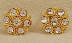 Ethnic Gold Tone Indian Women Non Pierce Stud Earring Set Traditional Jewelry IMRB-BSE88A