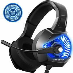 Onikuma K6 Gaming Headset Xbox One Headset With 7.1 Surround Sound Stereo PS4 Headset With Noise Canceling MIC & LED Light Compatible With PS4