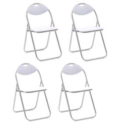 4X Camping Chair Home Padded Foldable Chair Office And Dining-white