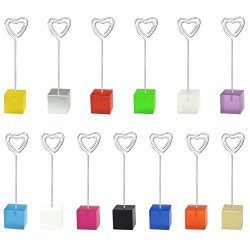 Mike Home Cube Base Table Number Card Holders Memo Holder Note Clip Photo Holder Stands For Weddings Party Random Color 13 Pcs Heart Shape