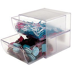 Deflecto Stackable Cube Organizer Two Drawer 350101CR