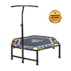 Grey Multi Colour Cords Rebounder Hex MINI Trampoline Spring Free With Adjustable Handle