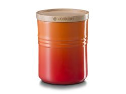 Le Creuset Medium Stoneware Storage Jar With Wooden Lid Flame