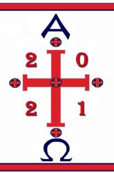 Red & Blue Cross Paschal Easter Candle - 100 X 300MM