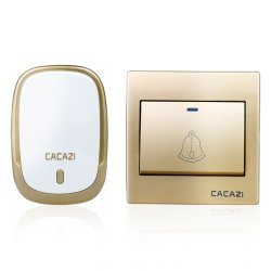 Cacazi AC110-220V Wireless Doorbell Waterproof 1 Button 1 Plug- In Receiv