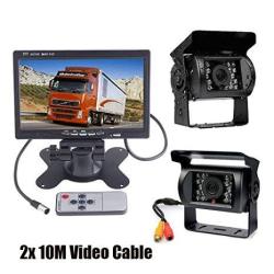 12V-24V 7" Tft Lcd Monitor Car Rear View Kit + 2X 18 LED Ir Night Vision Reverse Camera Parking Assistance System 10M Cable For Bus Truck Caravan