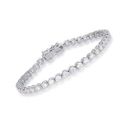Shka 925 Sterling Silver Plated Tennis Bracelet Princess Round Cut Brilliant White 3MM Cz Crystals 18K White Gold Plated Tennis Bracelets With Cubic Zirconia Stones