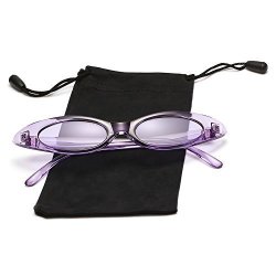 Small Lookeye Cateye Sunglasses Oval Clout Goggles Vintage Mod Chic Candy Shades For Women And Man Crystal Purple And Clear Purple Lens