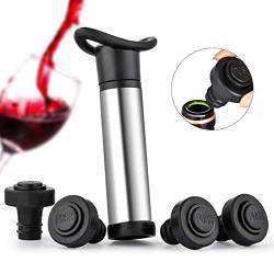 Wine Saver Vacuum Pump Sunix Wine Saver Stainless Steel With 4 Vacuum Stopper For Wine Bottle - Stainless Steel