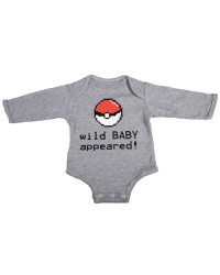 Wild Baby Appeared BabyGrow - L sleeve Grey 0-3-MONTHS