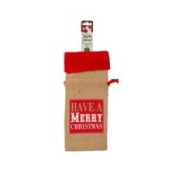 Wine Bottle Bag - Table D Cor - Christmas Themed - Woven - 36CM - 3 Pack