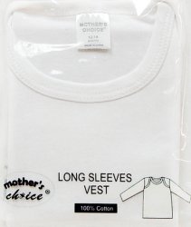 Mother's Choice Vest L S Wht 12-18M