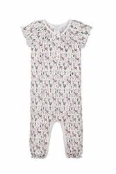 Feather Baby Girls Clothes Pima Cotton Short Sleeve Ruched One-piece Jumpsuit Romper 6-9 Months Llamas On White