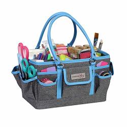Everything Mary Craft Bag Organizer Tote Blue - Storage Art Caddy For Sewing & Scrapbooking - Crafts Supply Carrier W handle For Supplies & Tools