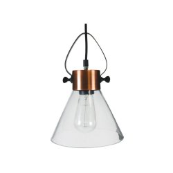 Industrial Look Pendant Light - Antique Copper And Glass - A