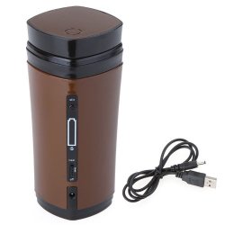 Kingzer Rechargeable USB Cup Warmer Heater Auto Stir For Coffeee Tea Beverage Brown