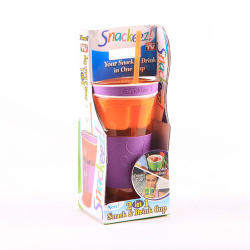 Snackeez Travel Cup Snack Drink In One Container Lid Straw Kids Snack Bottle