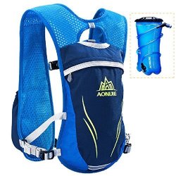 Azarxis Running Hydration Vest Backpack Pack Ultra Trail Race Chaleco Hidratacion 5.5L For Men Women Marathon Cycling Blue - With A Tpu Water Bladder 2L