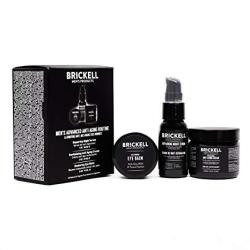 Brickell Men's Advanced Anti-aging Routine - Night Face Cream Vitamin C Facial Serum And Eye Cream - Natural & Organic - Scented