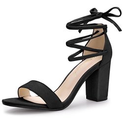 Allegra K Women's Lace Up Black Sandals - 9 M Us