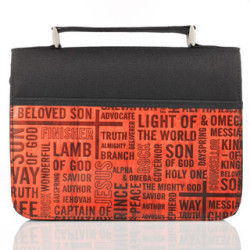 Bible Cover Names Of Jesus Medium Polyester Black Red