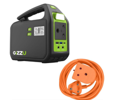 Gizzu 242Wh Portable Power Station & 3m Heavy Duty Extension Lead Orange